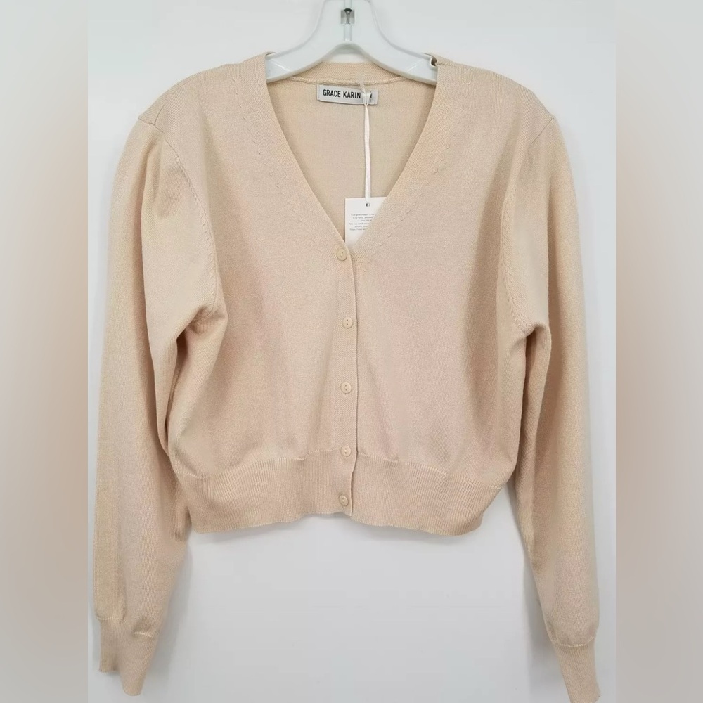 NEW [Grace Karin] Button-Up Cropped Long-Sleeved Cardigan Sweater Women’s Sz XL - Picture 8 of 16